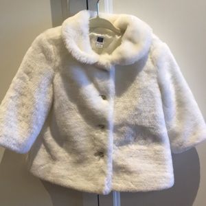 Janie and Jack Faux Fur white coat